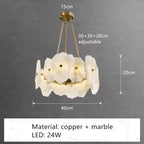 Natural Marble LED Chandelier for Luxury Living Room Art Deco, Dining Room Lighting