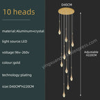 Modern Crystal Chandelier Golden Loft Hanging Light for Stylish Home Décor