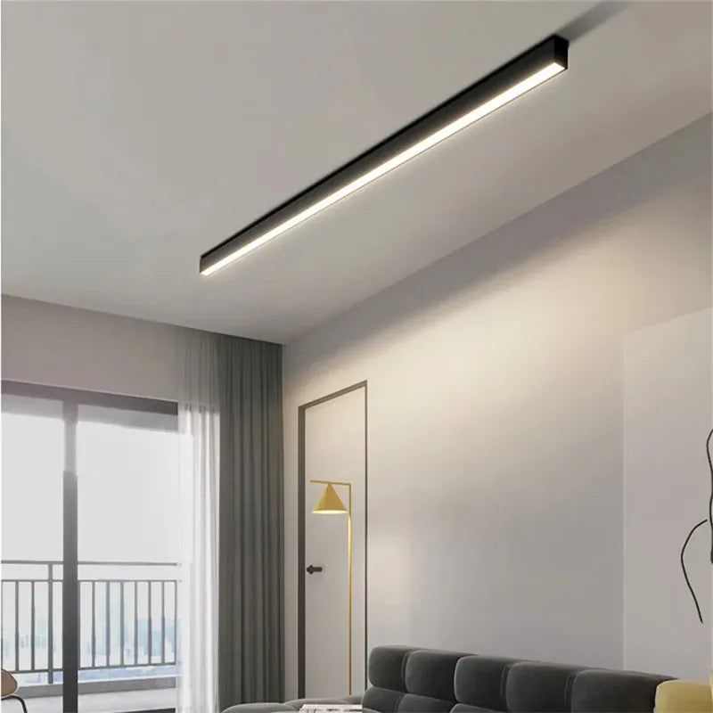 Black Linear LED Ceiling Light for Aisle, Bedroom, Dining, Living Room – Minimalist Design