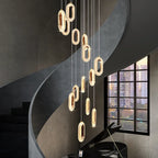 LED Chandeliers: Luxury Staircase Pendant Lamps, Long Hanging Gold Fixture