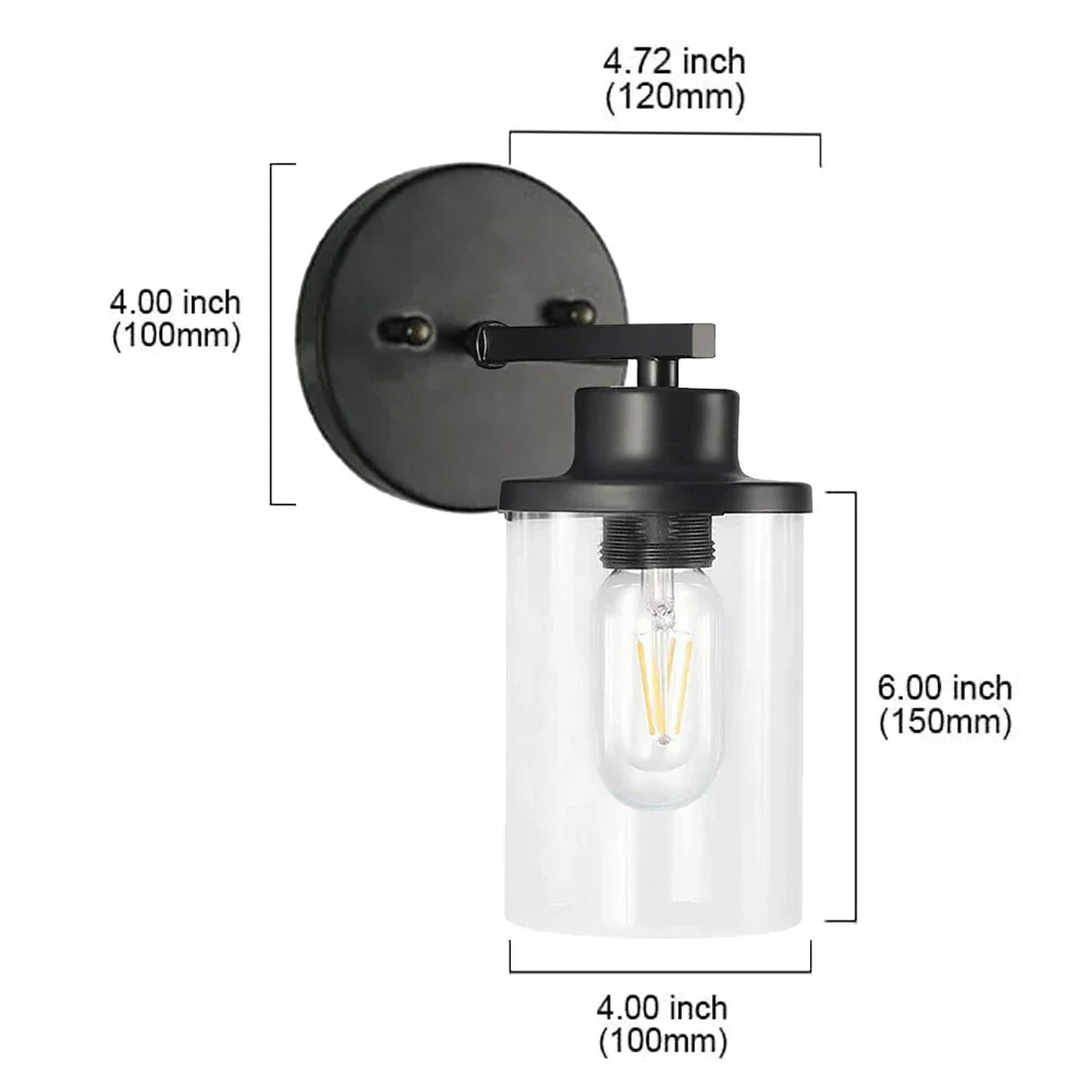 Vintage Loft Industrial Wall Lamp Sconce Glass Iron Art LED Light Fixtures