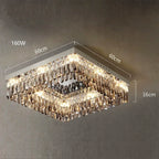 Modern Luxury LED Crystal Ceiling Chandelier for Living Room - Chrome Finish