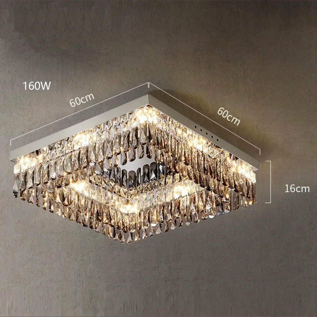 Modern Luxury LED Crystal Ceiling Chandelier for Living Room - Chrome Finish