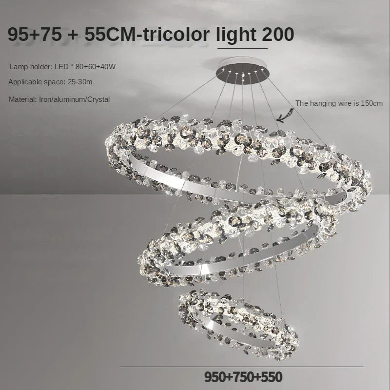 Sun Flower Crystal Rings Chandeliers: Modern Luxury Nordic Home Decor Hanging Ceiling Light