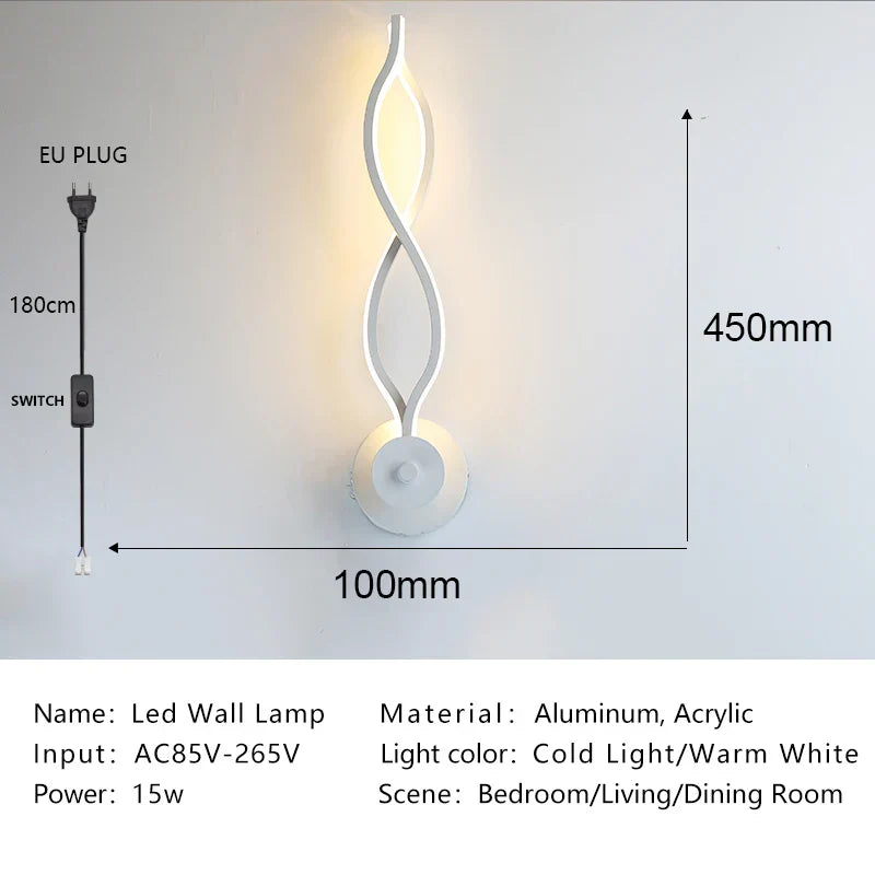 Modern Nordic LED Wall Lamp Sconce Light for Bedroom Living Room Aisle