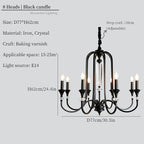 Iron Vintage Candle Chandelier: Retro French Style Pendant Light