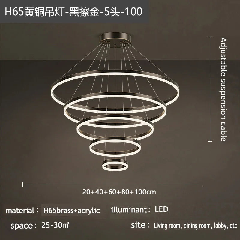 Nordic Circular Chandelier Hanging Pendant Light for Living Room and Dining Room