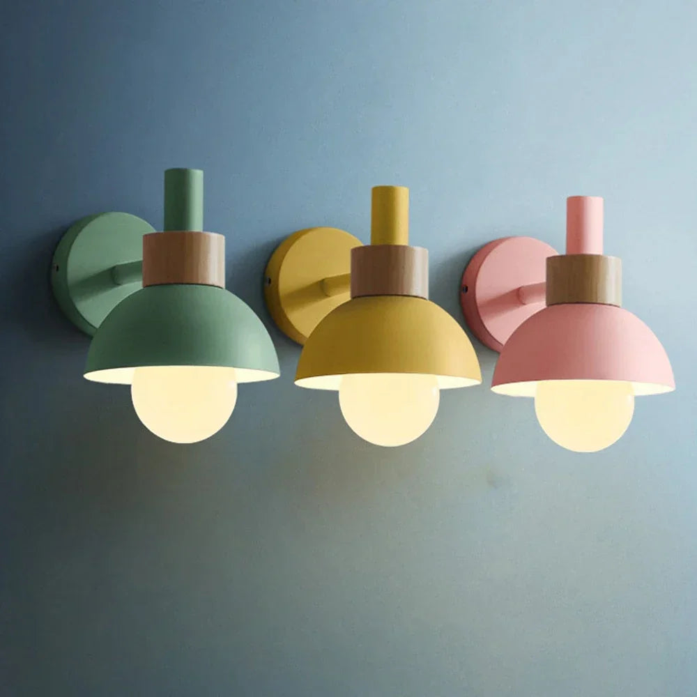 Modern Nordic Wood Wall Lamp Sconce Light LED Indoor Lighting Bedroom Living Room
