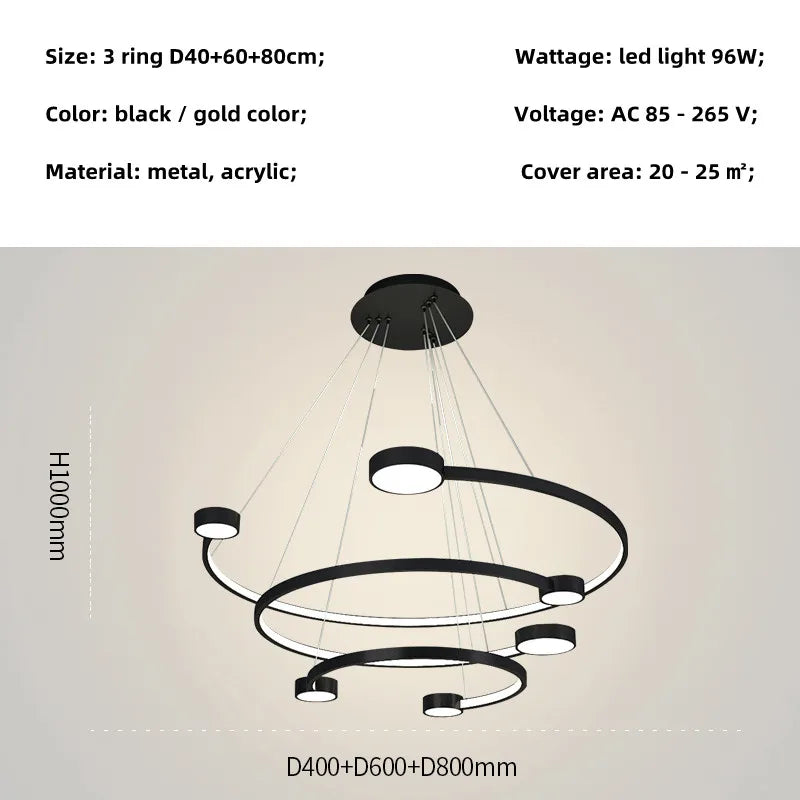 LED Ring Chandelier: Modern Nordic Hanging Light for Dining, Living Room, and Lobby