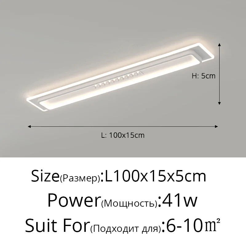 LED Chandelier Lights Remote Dimming Black White Modern Long Living Room Bedroom Hall Lamps