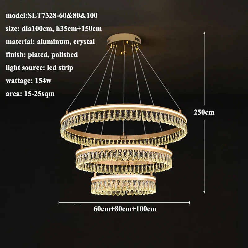 Modern Crystal LED Chandelier for Living Dining Room Decor