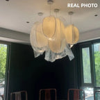 Nordic Silk Pendant Lights Wabi Sabi Chandelier Creamy Style LED Luminarias