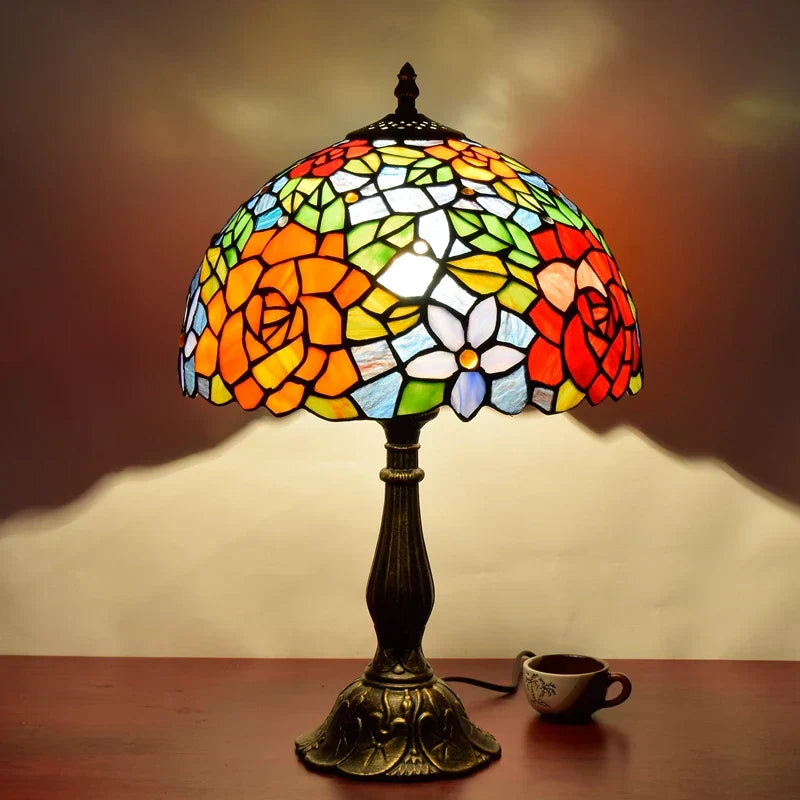 Dragonflys Tiffany Stained Glass Table Lamp Vintage Bedroom Desk Light