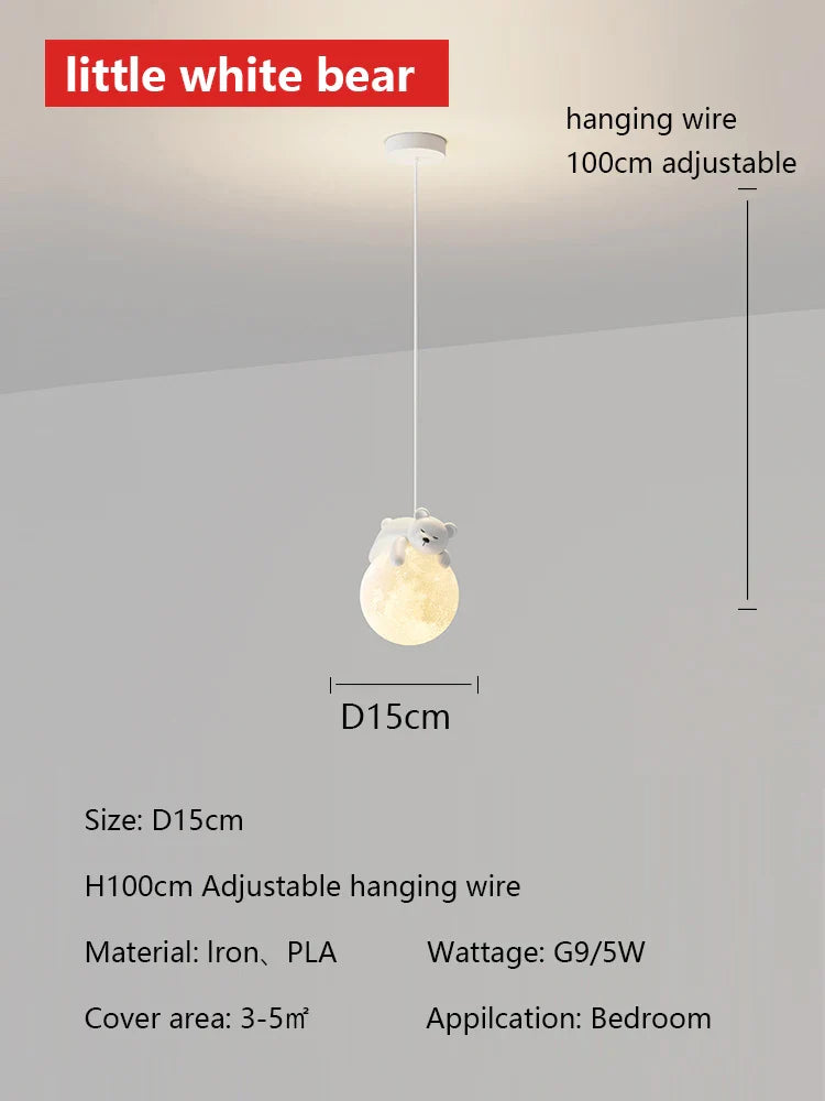 Moon LED Chandelier for Children's Room, Bedroom, Dining Room - Modern and Creative Lighting