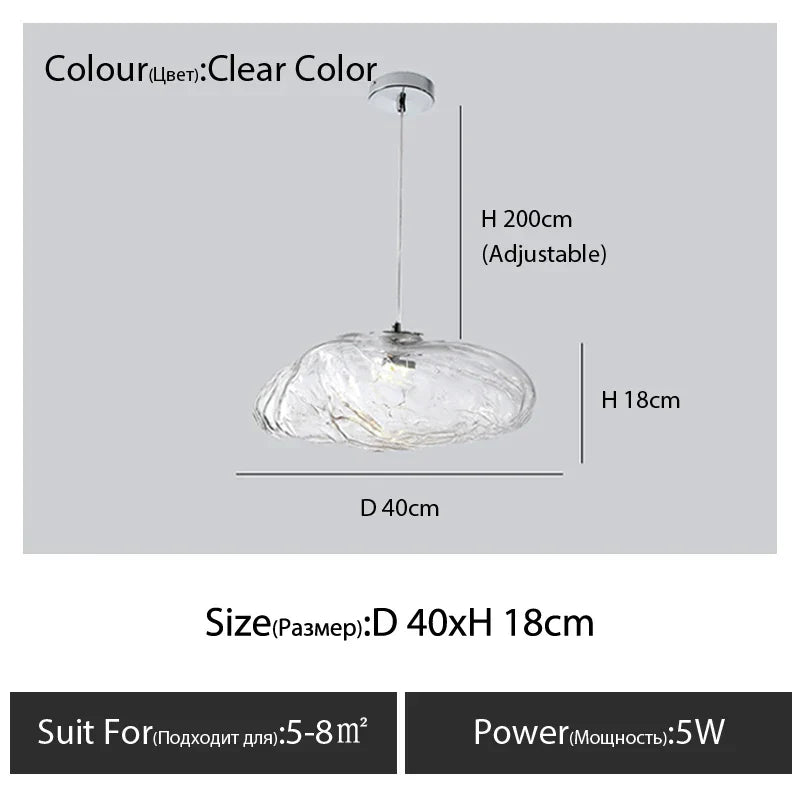 Glass Cloud Chandelier LED Pendant Lamp for Villa Staircase & Hotel