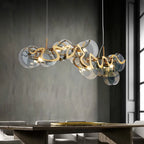 Glass Lustre Gold Iron Pendant Light for Modern Dining Room
