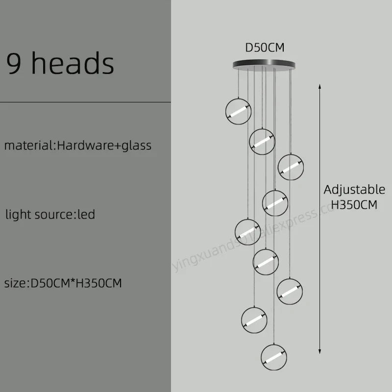 Modern LED Chandelier Ring Light Lamp Suspension Staircase Lighting