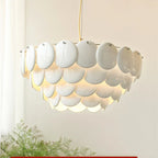 White Ceramic Chandelier: Danish Design Hanging Lamp for Home Decor & Dining