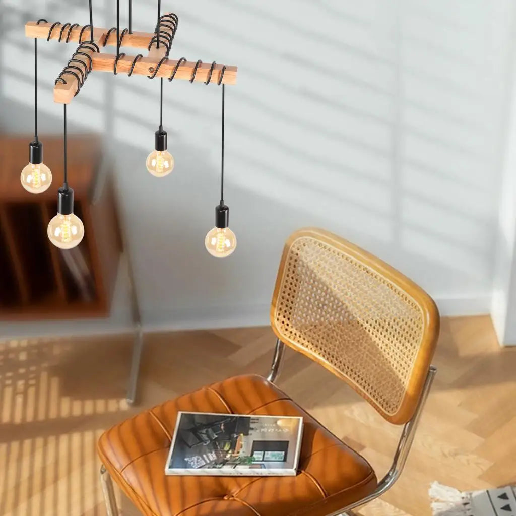 Vintage Industrial Black 4-Head Ceiling Light Fixture for Kitchen, Balcony, Living Room