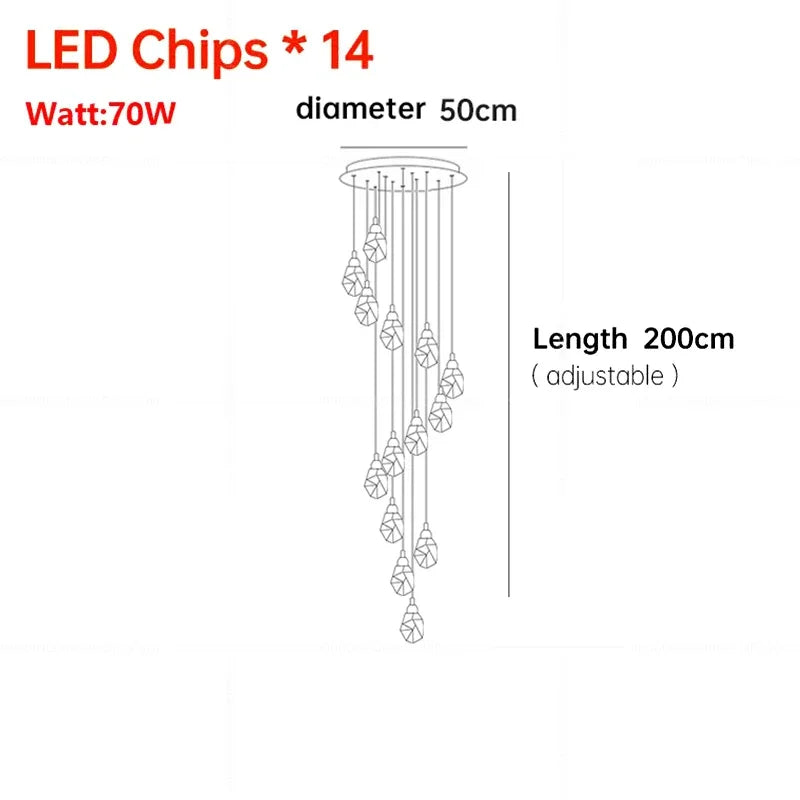 Nordic Crystal Cube Chandelier: LED Light for Home, Staircase, Living Room