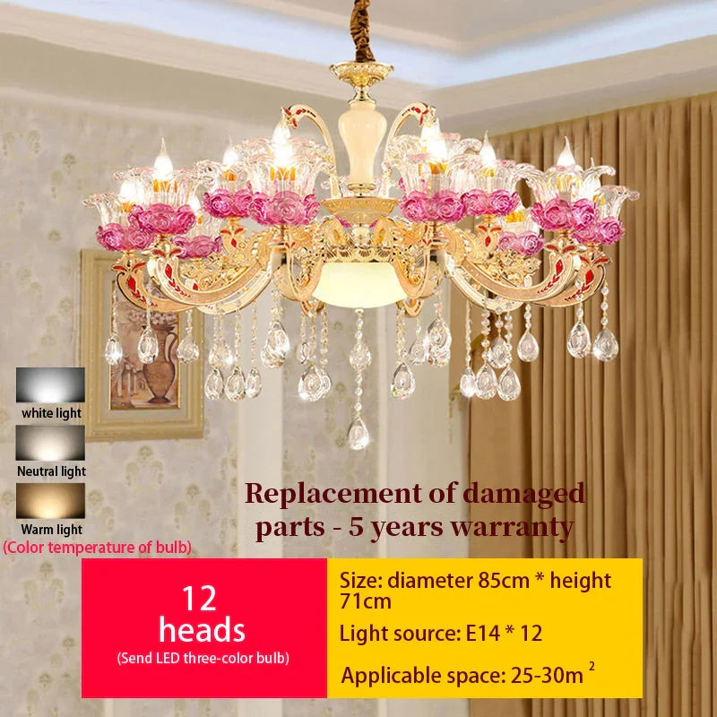 Flower Candle Villa Chandelier for Luxury Living and Dining Rooms