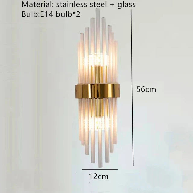 Crystal LED Wall Lamp Stainless Steel Sconces for Bedroom Dining Room