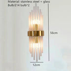 Clear Crystal LED Wall Lamp Stainless Steel Sconces