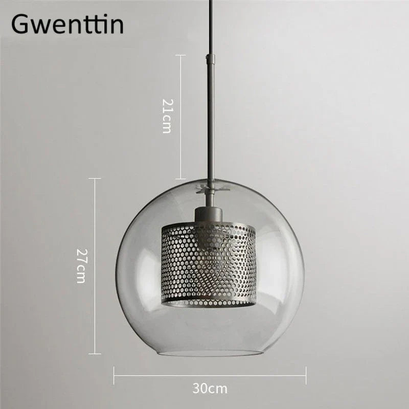 Nordic Glass Pendant Light | Modern Kitchen Dining Hanging Lamps | Industrial Loft LED Fixture
