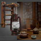 Vintage Industrial Wall Sconce Wooden Kerosene Lamp for Cafe Bar Decor