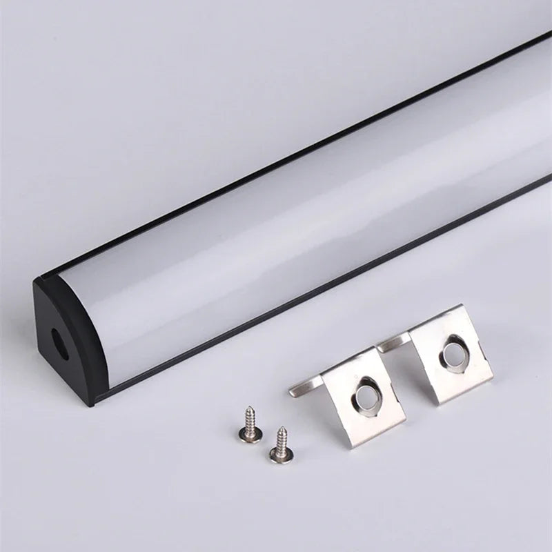 V-Type Black Aluminum Profile with Milky Cover - LED Channel for Wall Decor