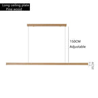Dimmable Wooden Pendant Lamp: Long Strip Minimalist Hanging Indoor Lighting