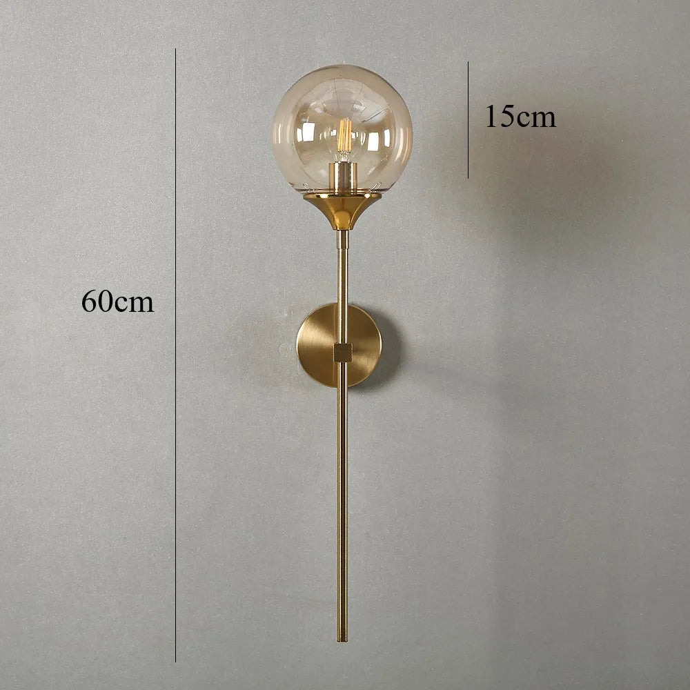 Gold Glass Ball Wall Lamp for Living Room Decor