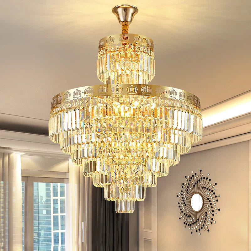 Crystal Duplex Chandelier for Luxury Hollow Living Room Décor