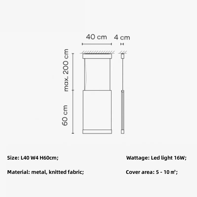 Modern Minimalism Dining Room Fabric Pendant Light