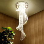 Modern Spiral Crystal Chandelier LED Pendant Light for Hotel Villa Decor