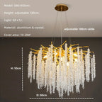 Modern Gold Aluminium Crystal Chandelier LED Pendant Light Fixture