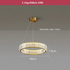 Luxury Gold Steel Crystal Chandelier Pendant Lights - Remote Control Dimmable Fixture
