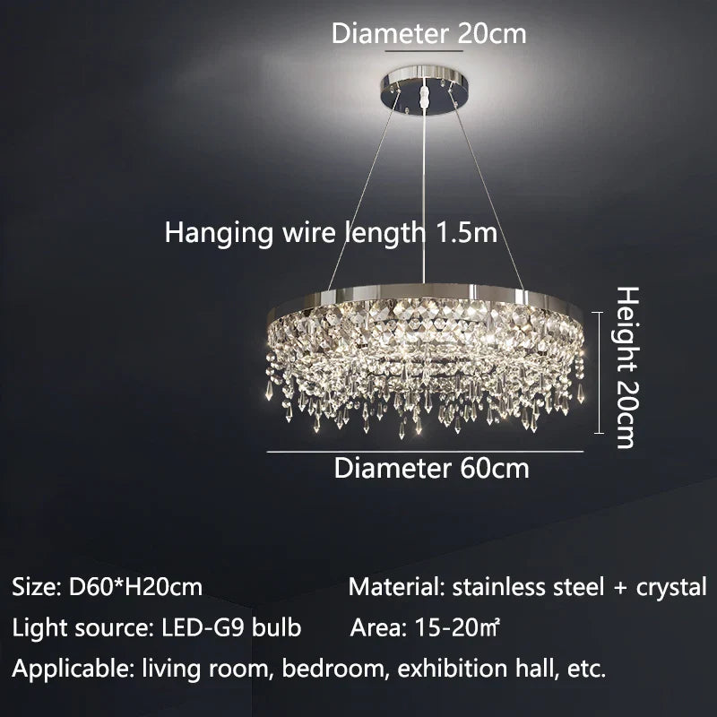Crystal Circle LED Chandelier for Modern Luxury Living Room Decor