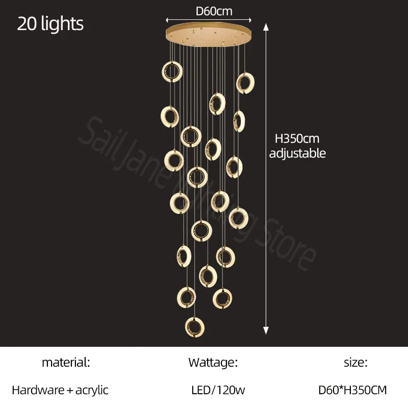 Modern Ring Chandelier for Living Room, Dining Room, Bedroom, Kitchen, and Attic