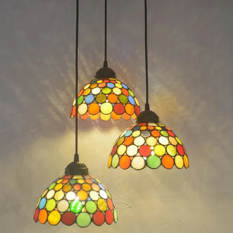 Tiffany Pendant Lamp: Colorful Retro Decor Chandeliers for Dining & Bedroom Lighting