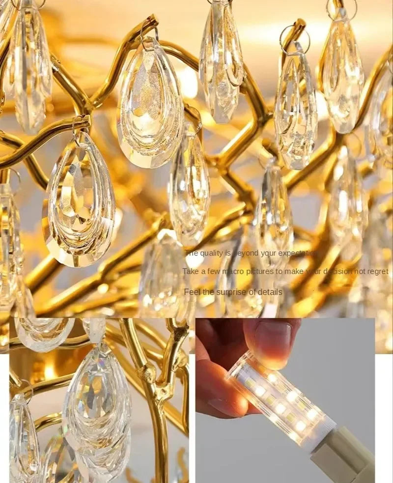 Modern LED Crystal Chandelier for Living Room Dining Bedroom Ceiling Light