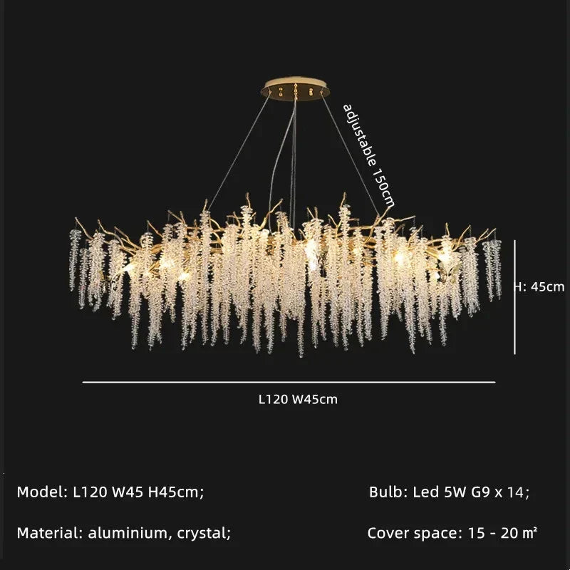 Gold Aluminium Branch Pendant Light Chandelier for Modern Dining Room Decor