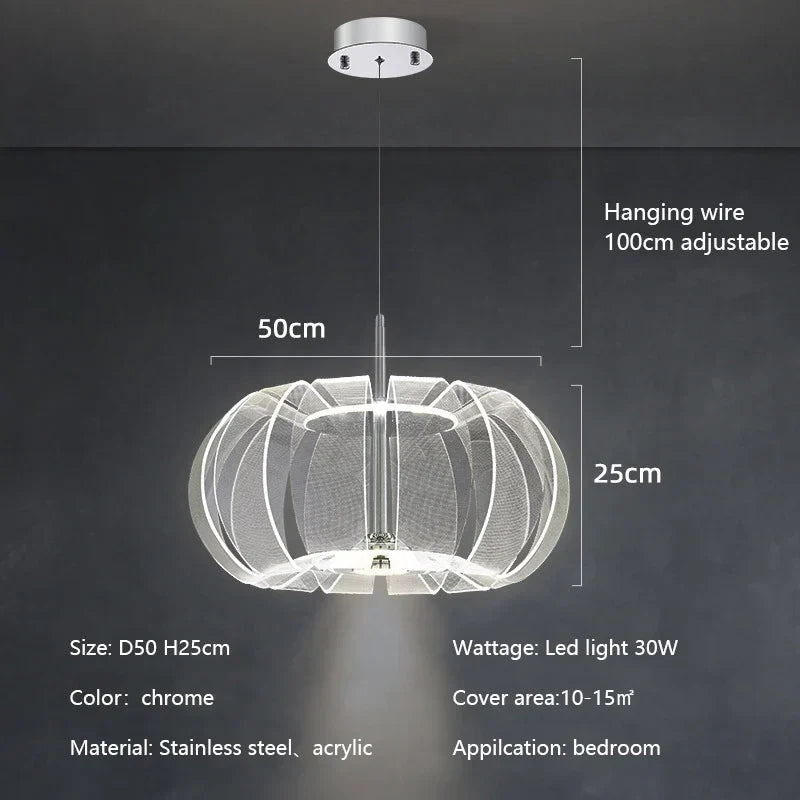 Modern LED Chandelier Light Acrylic Bedroom Pendant Dining Room Lamp