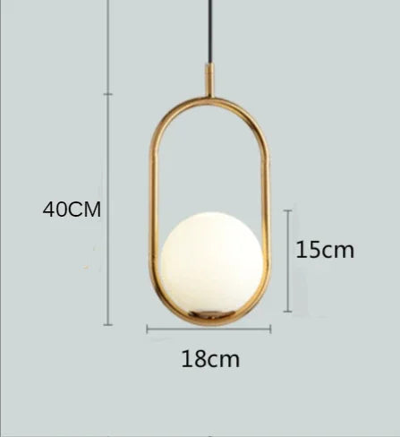 Modern Metal Glass Ball Pendant Lights for Living Room and Kitchen
