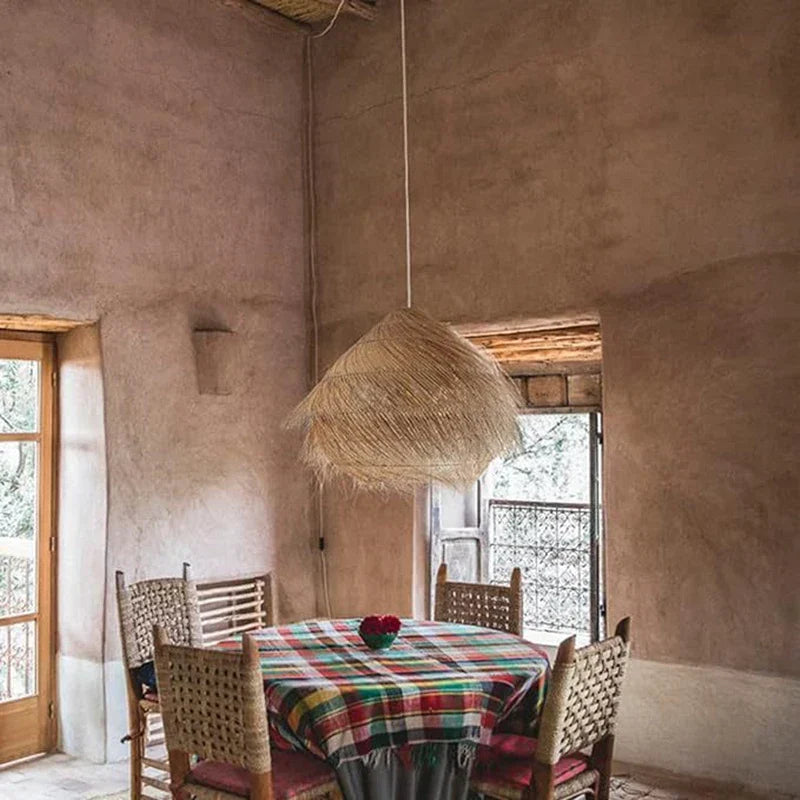 Wicker Pendant Lamp - Handcrafted Japanese Style Rattan Hanging Light