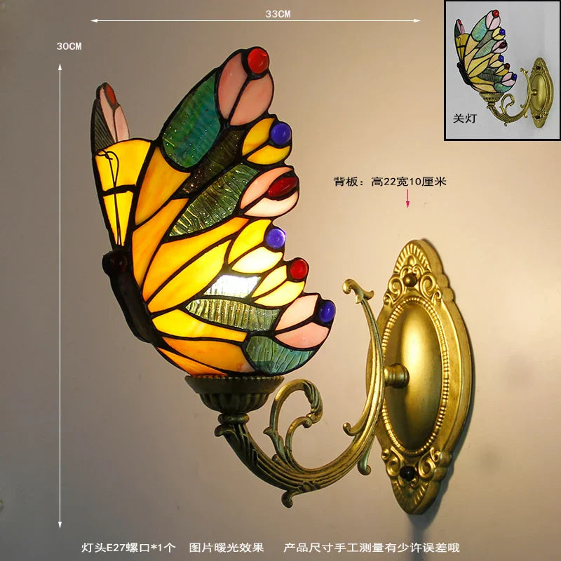 Butterfly Stained Glass Wall Sconces for Home Living Room Bedroom Lighting