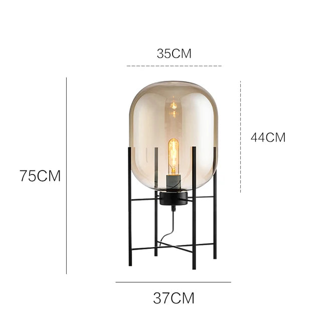 Nordic Glass LED Floor Table Lamp for Home Hotel Bedroom Lighting