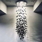 Luxury Stone Crystal Chandelier - Modern LED Hanging Light Fixture for Home Staircase Hallway Lobby