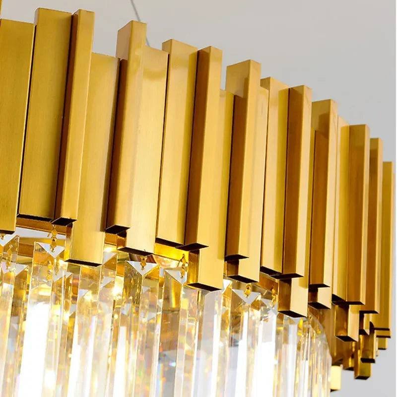 Crystal LED Chandelier: Postmodern Golden Art Deco Luxury for Dinning Room