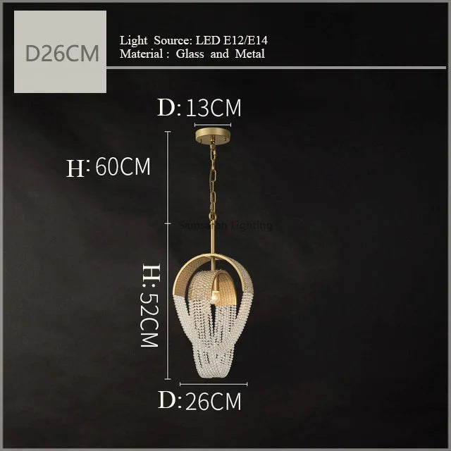Tassel Crystal Chandelier: High-end LED Lighting for Dining Room & Bedroom